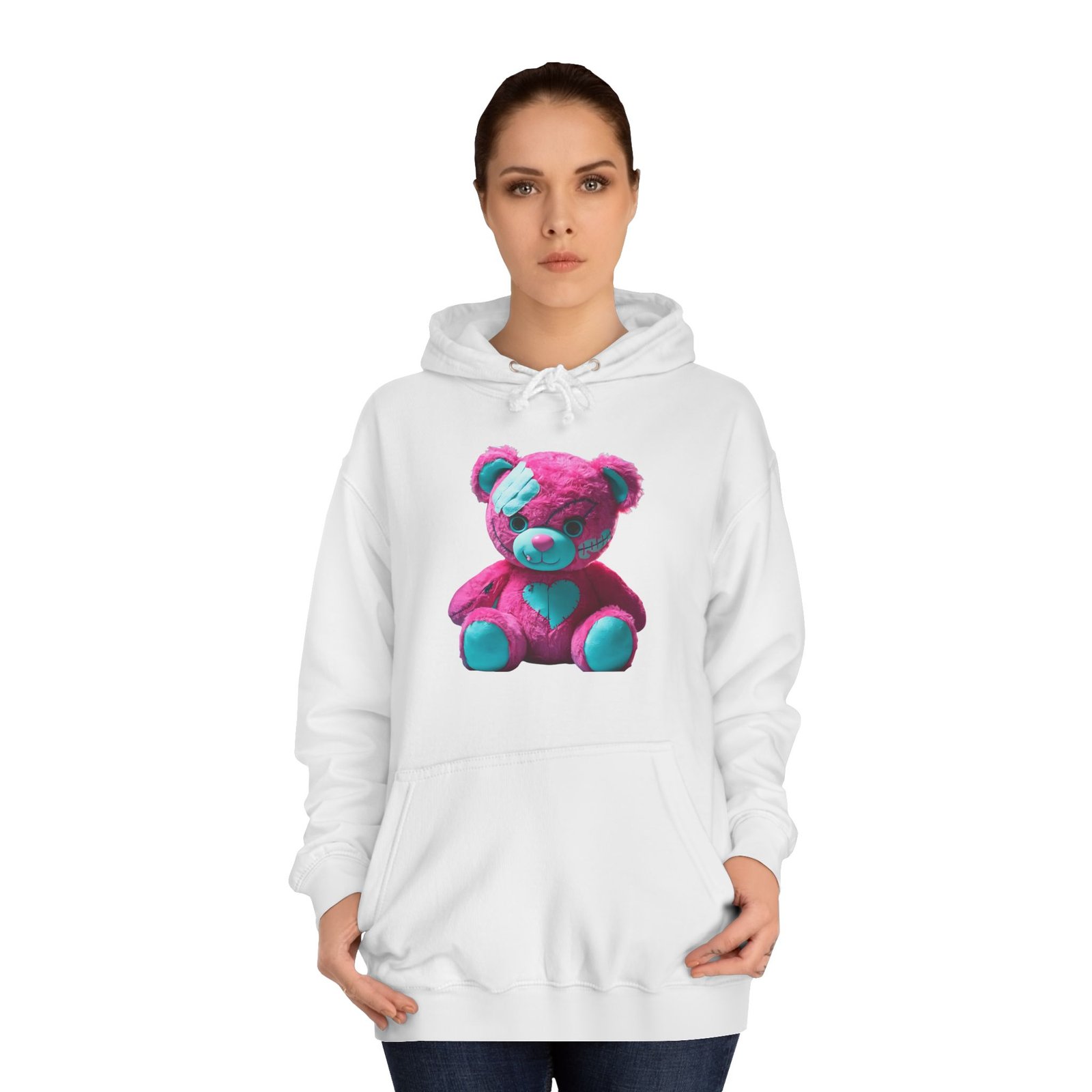 Hanorac Unisex College cu Design „Vintage Teddy Bear” - Image 4