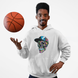 Hanorac Unisex cu Design Grafic „Skull Cap” – Perfect pentru Gamers și Fanii Cărților de Comics