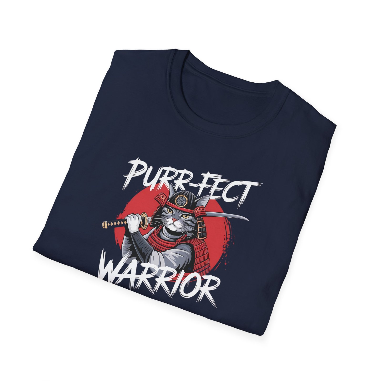 Purr-fect Warrior Unisex Softstyle T-Shirt - Tricou Amuzant cu Pisică Ninja pentru Iubitorii de Pisici - Image 10