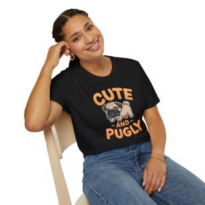 Tricou Unisex Softstyle „Cute and Pugly” – Tricou Grafic pentru Iubitorii de Câini