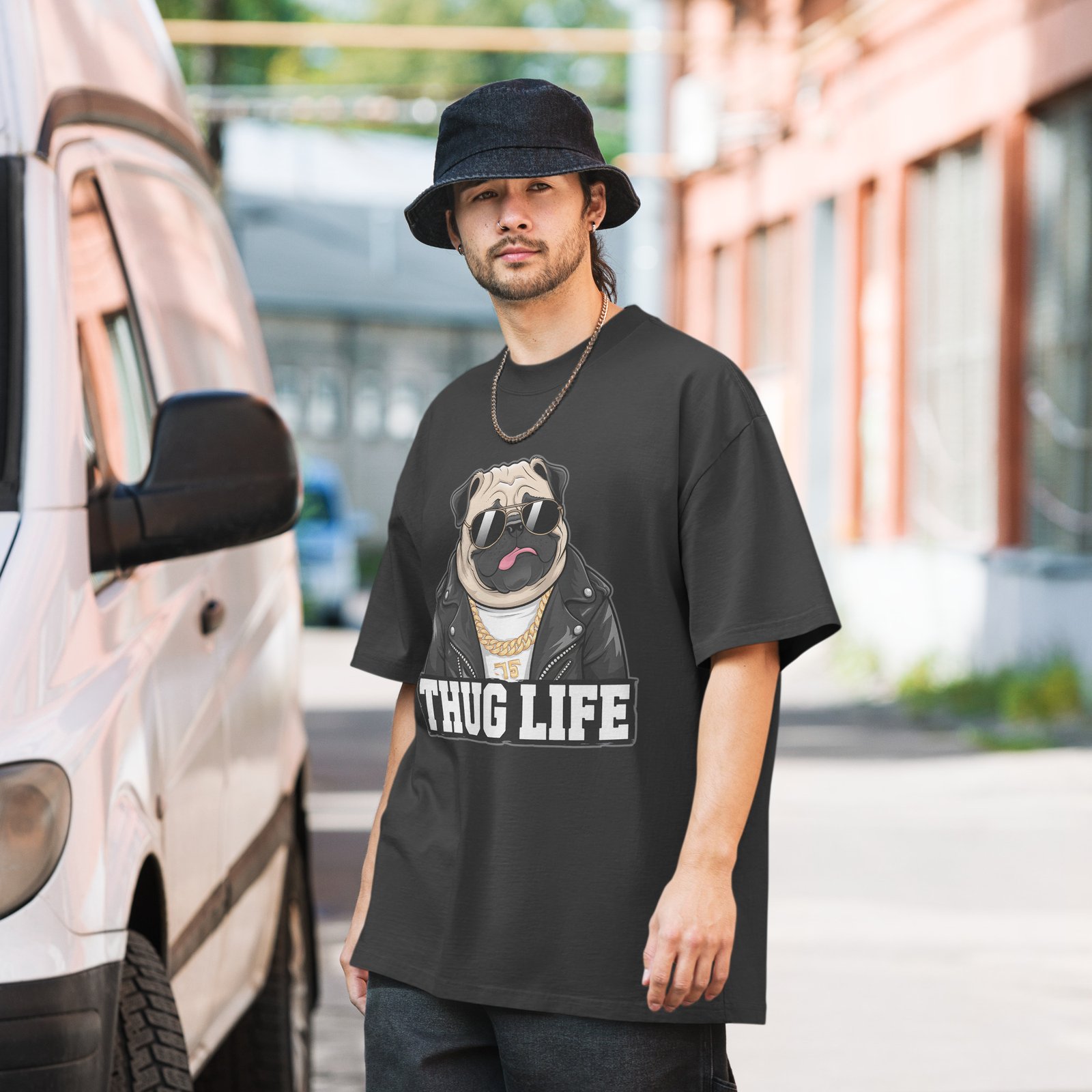 Thug Life Oversized faded t-shirt
