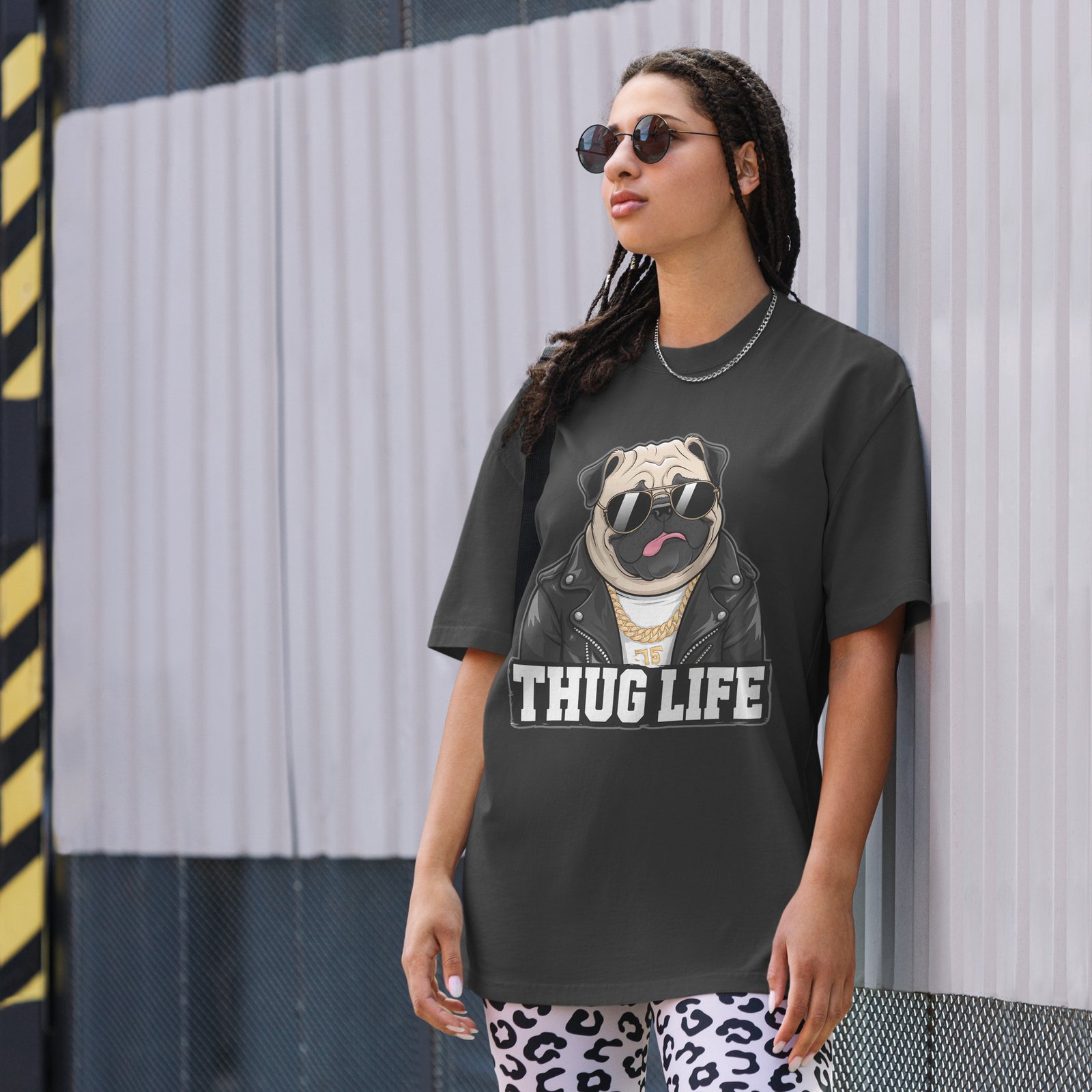 Thug Life Oversized faded t-shirt - Image 2