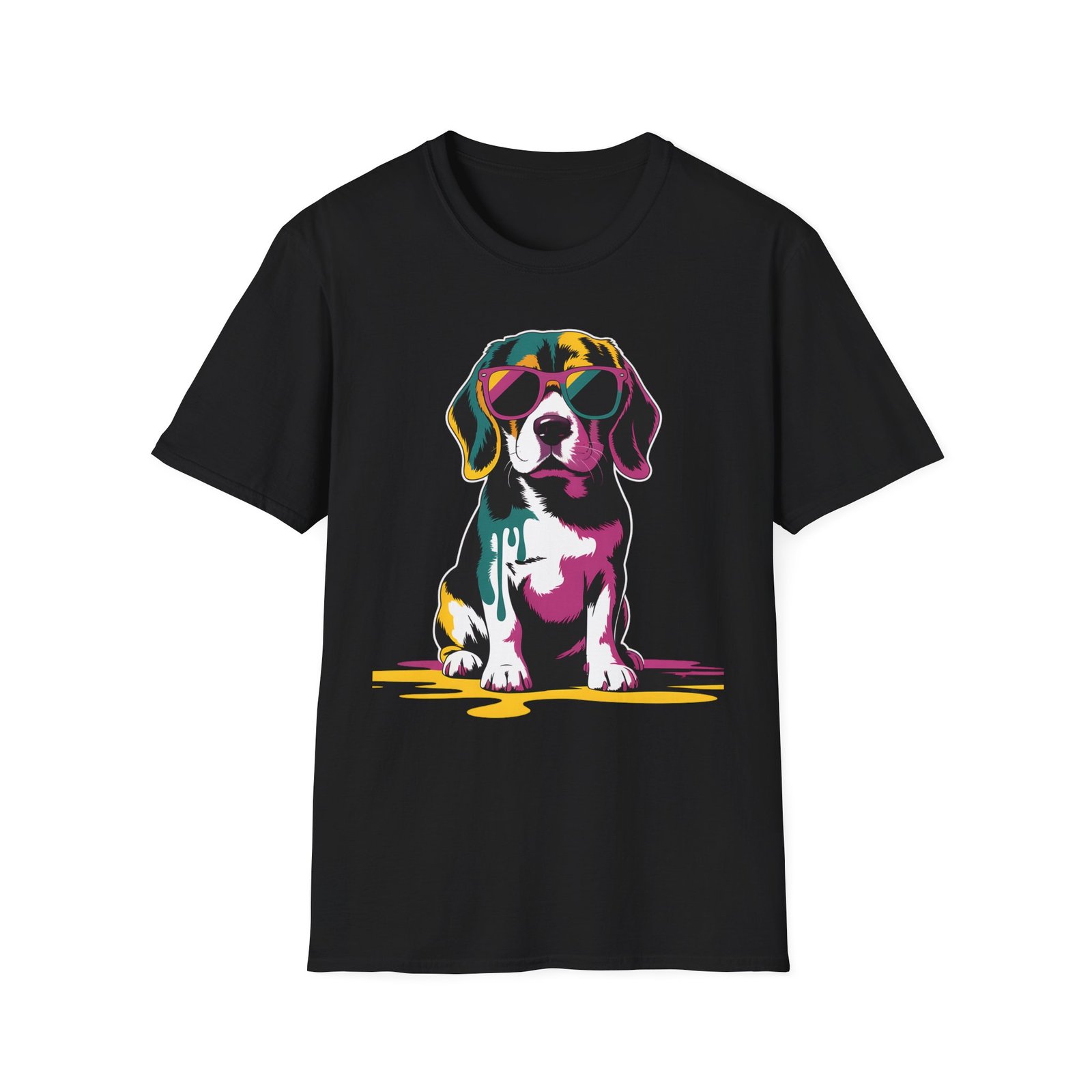Tricou Unisex Softstyle - Beagle cu Ochelari Colorat - Image 2