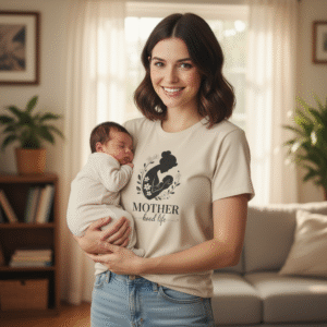 Tricou Unisex din Bumbac Gros - "Motherhood Life" (Viața de Mamă)