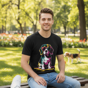 Tricou Unisex Softstyle - Beagle cu Ochelari Colorat