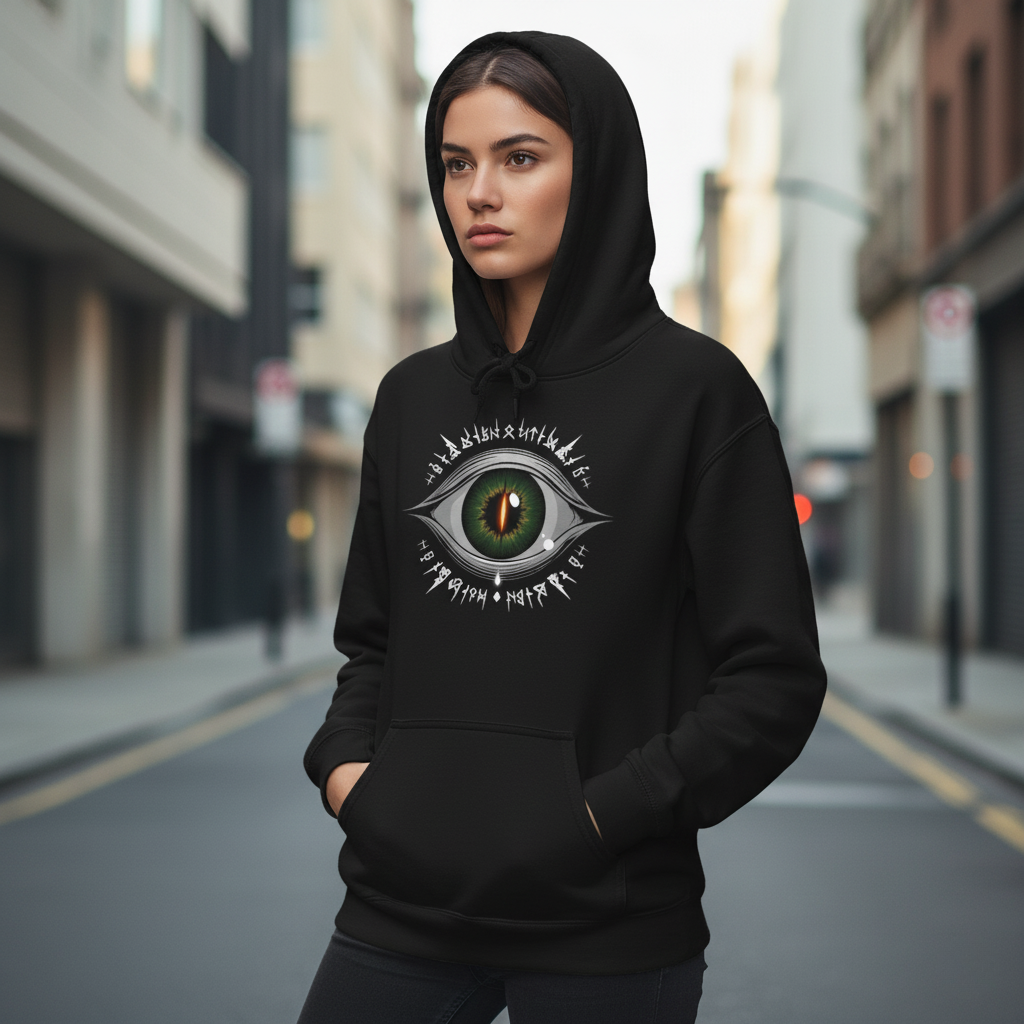 Hanorac cu Glugă cu Grafică Ochi de Reptilă Mistică - Image 19