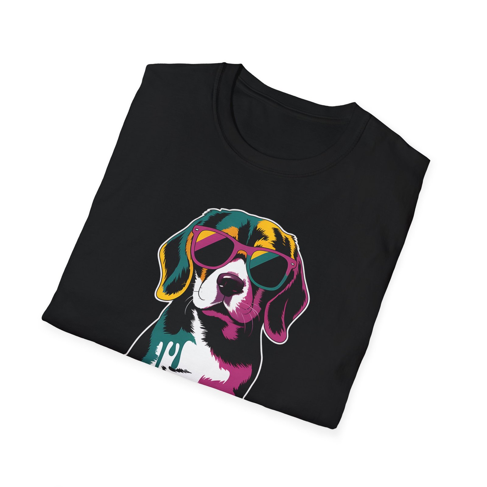 Tricou Unisex Softstyle - Beagle cu Ochelari Colorat - Image 4